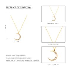 Wild&Free New Simple Crescent Moon Necklace Plain Half Moon Crystal Pendant Necklaces for Women Simple Crescent Moon, Moon Crystal, Wild Free, Crescent Moon Necklace, Crystal Necklace Pendant, Necklaces For Women, Wild And Free, Moon Necklace, Half Moon