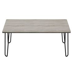 a coffee table with hairpin legs on an isolated white background, viewed from the front