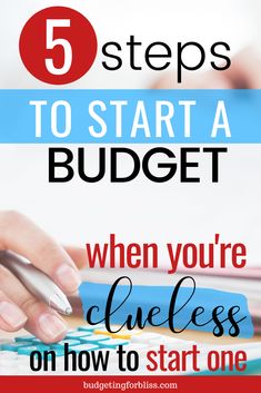 a person's hand on a mouse with the words 5 steps to start a budget when you're clue on how to start one