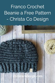 a crochet beanie with the text, free pattern for this knitted hat