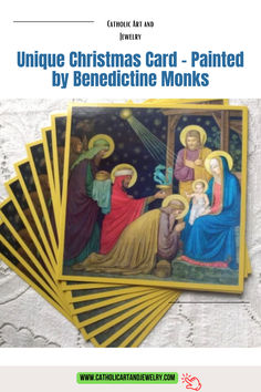 christmas cards with an image of the birth of jesus