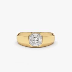 Diamond Ring / 14k F Color VVS Clarity 1.50 Ctw look Asscher Cut Illusion Setting Diamond Ring / Step Cut Mosaic Diamond Pinky Ring  * Gold KT: 14K Solid Gold * Baguette Diamond: 18 Pcs * Total CTW: 0.40 * Length & Height of Setting: 6.5 MM x 6.50MM * Height: 3.25MM * Diamond Color-Clarity: F Color VVS Clarity * Setting Type: Invisible Bezel Setting ▶ See more of our Diamond Rings - http://etsy.me/2lwKUl8 ▶ See our storefront here - http://etsy.me/2lUcVnH  ▶ All store sections here * Diamond Rin Diamond Pinky Ring, Floating Diamond Necklace, Gold Armband, Diamond Solitaire Necklace, Ringe Gold, Step Cut, Moissanite Wedding Rings, Asscher Cut, Local Jewelry