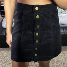 Size Small. Never Worn. A Little Too Big For Me But Very Cute Skirt! Brand, New Perfect Condition. Black Button-up Mini Skirt, Trendy Corduroy Skirt With Buttons, Black Casual Mini Skirt With Button Closure, Casual Black Mini Skirt With Button Closure, Cute Skirt, Corduroy Skirt, Cute Skirts, Black Button, Charlotte Russe