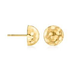 Ross-Simons - Italian 14kt Yellow Gold Dome Stud Earrings. Flickering light across their many facets, these 14kt yellow gold dome stud earrings are an ultra-chic choice for when you want to get glowing. Textured and polished finishes. Made in Italy. Post/clutch, 14kt yellow gold dome stud earrings. Flickering Lights, Fine Jewelry, In Italy, Yellow Gold, Stud Earrings, Italy, Yellow, Gold