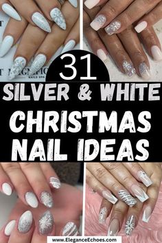 If you're planning your holiday nails, check out these white and silver Christmas nail designs for the perfect festive look. From white and silver Christmas nails short to white and silver Christmas nails long, these styles suit every preference. The white and silver Christmas nails acrylic option is ideal for those wanting durability, and white and silver Christmas nails square offer a modern, clean shape. With these white and silver Christmas nail ideas, your nails will shine all season. Silver Christmas Nails Acrylic, Christmas Nail Designs White, White And Silver Christmas Nails, Silver Christmas Nail Designs, Silver Christmas Nails, Elegant Christmas Nail Designs, Nail Designs White, White And Silver Christmas