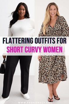 Petite Plus Size Outfits Casual, Short Curvy Outfits, Flattering Outfits For Curvy Women, Short And Chubby Fashion Outfits, Clothes For Chubby Women, Short Curvy Women Outfits, Fat Girls Outfit Ideas, Short And Curvy Outfits, Trendy Curvy Outfits