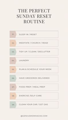 Make the most of your Sundays and prepare for a successful week with this perfect Sunday reset routine for busy moms! Sunday Reset Before School, How To Plan Your Day, Day Off Routine, Day Off Ideas, Reset Day Routine, Reset Sunday, Sunday Schedule, Reset Ideas, Weekend Reset