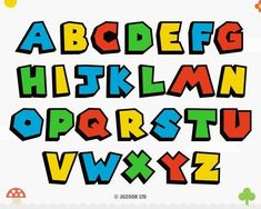 the alphabet is made up of different shapes and sizes, including letters that appear to be colorful