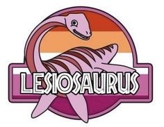 the logo for lesiosaurus with a pink dinosaur on it's chest