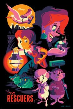 the rescuers movie poster from disney's animated film, it's time for some fun