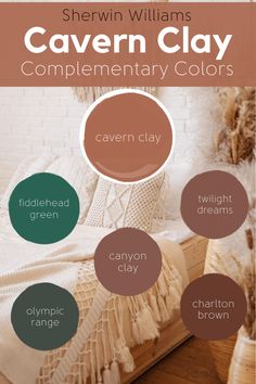 the color scheme for this bedroom is called cayenn clay, and it's all in shades of brown