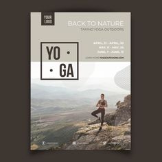 a woman doing yoga on top of a mountain with the words back to nature taking yoga outdoors