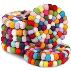 PRICES MAY VARY. Sufficient Quantity: you will receive 8 pieces of the wool felt balls coasters, about 4 inches/ 10 cm in diameter, large quantity to satisfy your daily use, replacing and sharing needs, can go well with your tea set, creating a lovely table centerpiece Cute and Attractive Design: these felted wool coasters are jointed with many small and colorful wool felt balls in the round shape, which is novel and eye catching, will be nice additions to your table, increasing the cute and del Pom Pom Coasters, Felt Ball Coasters, Wool Felt Coasters, Rainbow Pom Pom, Wool Coasters, Felt Coasters, Absorbent Coasters, Felt Balls, Handmade Coasters