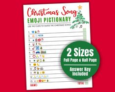 christmas song emoji dictionary with 2 sizes and answer key included for kids to read