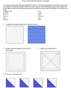 four squares are shown in blue and one has three smaller squares on it, the other is