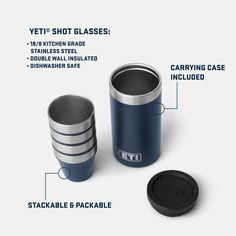 the contents of a yeti - shot glass are shown in this graphic above it