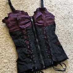 Black Lace Corset Top, Purple Gothic, Black Lace Corset, Lace Corset Top, Gothic Corset, Tripp Nyc, Rock'n Roll, Lace Corset