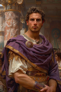 a painting of a man dressed in roman clothing