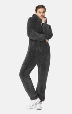 The Puppy Jumpsuit Dark Grey - Onepiece Gray Long Sleeve Jumpsuits And Rompers For Loungewear, Gray Long Sleeve Onesie For Loungewear, Gray Jumpsuits And Rompers For Fall Loungewear, Gray Winter Loungewear Jumpsuits And Rompers, Zip Puller, Snow Suit, New Puppy, Embroidery Logo, Fleece Fabric