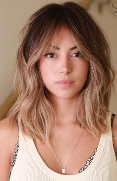 Hair Styles For Women In 40s, 16 Inch Hair, Medium Length Hairstyles, Ombré Hair, Fringe Hairstyles, Long Bob Hairstyles, Haircut For Thick Hair, Curtain Bangs