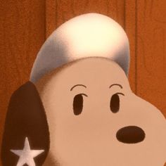 a close up of a cartoon dog with a star on it's ear and nose