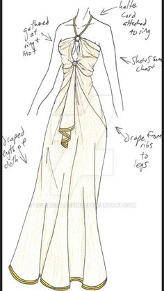 a drawing of a woman's dress from the front, with measurements for it