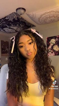 Hair Ideas With Curly Hair, Hairstyles For Long And Curly Hair, Birthday Hairstyles Wavy Hair, Could Hairstyles, Long Curly Hair In Ponytail, Yk2 Curly Hairstyles, Half Back Curly Hairstyles, Sailor Moon Hairstyle Curly Hair, 2 Braids On Curly Hair