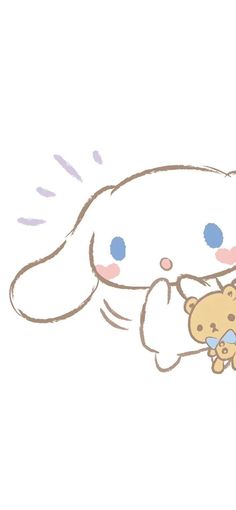 a drawing of a bunny holding a teddy bear