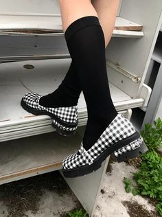 ❤Merry Monochrome Belt Check Heels❤︎ Black Heels, Heels, Black