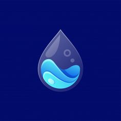 a drop of water with an image of the ocean inside it, on a dark blue background