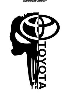 the toyota logo is shown in black and white, with an image of a woman's head