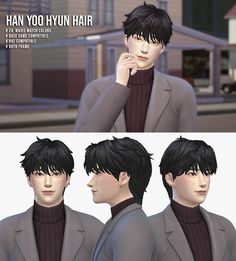 an animated image of a man in a suit and turtle neck sweater, with the caption that reads han yo kyun hair