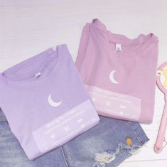 Media Player Moon Pastel Color Tee sold by Littlepinko on Storenvy Purple Pink Color, Fits For Summer, Outfits Winter, Cute Tshirts, Casual Fall Outfits, Shirt And Pants, Wide Sleeves, Hoodie Top, Sleeve Designs