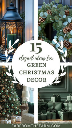 Green Christmas Decor Ideas Olive Green Christmas Decor Ideas, Green And White Holiday Decor, Christmas Decor Ideas White And Green, Christmas Trees With Green Ornaments, Simple Green Christmas Decor, Sage Green And Gold Christmas Decor, Sage Green Christmas Tree Decorations, Green Theme Christmas Decor, Green Velvet Christmas Decor