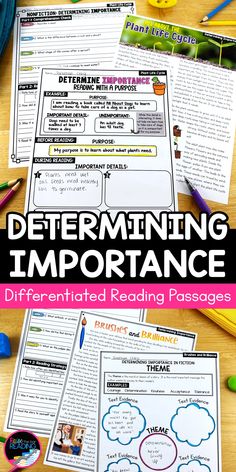 the differentiated reading passages for determining and comparing important things in an informive text