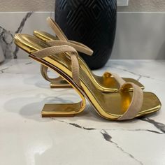 Jeffrey Campbell Geometric Sandals Size 9m Dark Natural Suede Gold Gently Worn Jeffrey Campbell Shoes, Jeffrey Campbell, Shoes Women Heels, Shoes Heels, Women Shoes, Sandals, Heels, Women Shopping, Gold