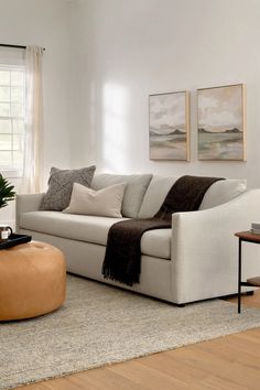 a living room filled with furniture and a rug on top of a hard wood floor