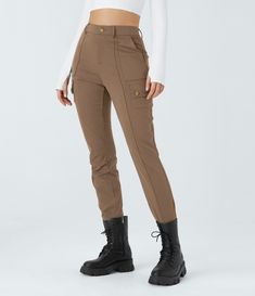 Women’s High Waisted Button Zipper Multiple Pockets Solid Skinny Hiking Cargo Pants - Halara Fitted Cargo Pants With Button Closure For Fall, Fall Utility Cargo Pants With Button Closure, Trendy High-waist Cargo Pants With Button Closure, Fitted High Waist Cargo Pants With Button Closure, Utility Bottoms With Button Zip Fly For Fall, Fall Utility Bottoms With Button Zip Fly, Fitted Utility Pants With Button Closure, Trendy Fall Cargo Pants With Button Closure, Fall Utility Pants With Buttons