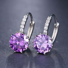 Trendy Round Stud Earrings AAA Cubic Zirconia Element Women's Jewelry Earring Type: Stud EarringsFine or Fashion: FashionItem Type: EarringsMetals Type: SilverShape\pattern: RoundMaterial: Cubic ZirconiaGender: WomenStyle: TrendyBack Finding: Push-back Purple Amethyst Earrings, Emerald Earrings Studs, Hoop Earrings Style, Elements Of Design, Free Earrings, Round Stud Earrings, Crystal Stud Earrings, Amethyst Earrings, Fashion Items