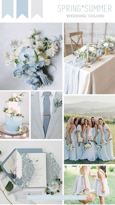 the wedding color scheme is blue and white