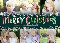 a christmas card with four photos and the words merry christmas