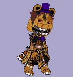 a teddy bear with a purple hat and bow tie holding a stuffed animal in its arms