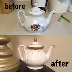 the before and after pictures show how tea kettles are used