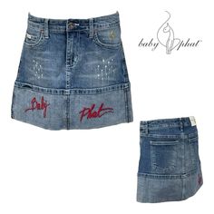 New! Vintage 90s BABY PHAT Womens 5 S Denim Mini Skirt Short Embroidered Mid Wash was just added to eBay. Check it out! #eBay #eBaySeller Oversized Shorts, Mid 90s, 90s Baby, Skirt Short, Baby Phat, 5 S, Denim Mini, Denim Mini Skirt, New Vintage