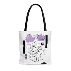 The mystic kitty wants to be your companion 😻 .: 100% Polyester .: Boxed corners .: Black inner stitching, transparent thread on hems. .: Black cotton handles .: With non-woven laminate inside .: Assembled in the USA Casual White Bag With Animal Design, White Cat Design Bag As A Gift, White Cat Design Bag As Gift, White Bag With Cat Design As A Gift, White Bag With Cat Design For Gift, White Bags With Cat Design For Gift, Kawaii White Gift Bag, Trendy White Reusable Bags, White Cat Design Tote Bag