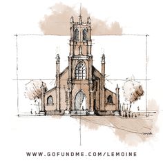 an architectural drawing of a church