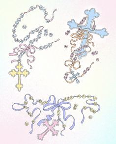 the cross is made up of beads and bows