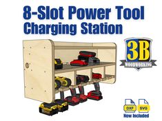 the 8 slot power tool charging station is shown