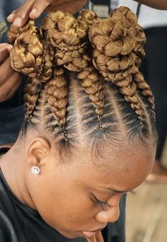 Bantu Knot Hairstyles, Black Hair Updo Hairstyles, Braided Hairdo, Goddess Braids Hairstyles, African Hair Braiding Styles, Cool Braid Hairstyles, Braided Cornrow Hairstyles