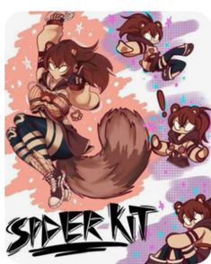 an image of a cartoon character with different poses and expressions on her body, including the words speed kit